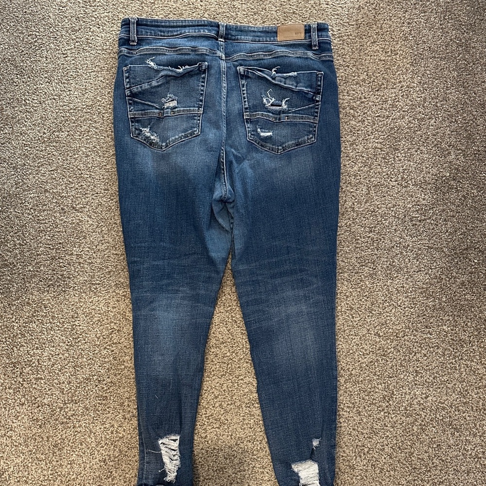 BKE Distressed Dark Blue Skinny Jeans - Picture 4 of 4